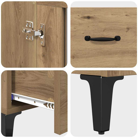 vidaXL Highboard Artisan Oak 70 x 31 x 115 cm Engineered Wood and Iron