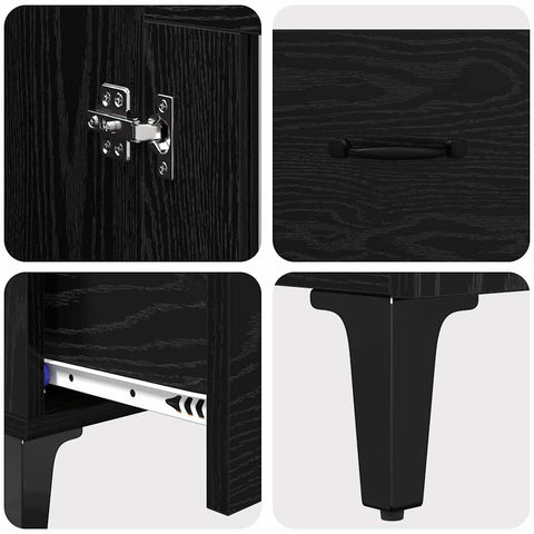 vidaXL Highboard Black Oak 70 x 31 x 115 cm Engineered Wood and Iron