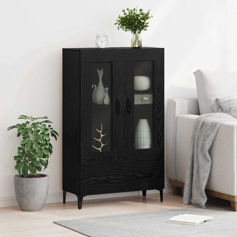 vidaXL Highboard Black Oak 70 x 31 x 115 cm Engineered Wood and Iron