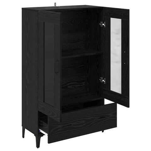 vidaXL Highboard Black Oak 70 x 31 x 115 cm Engineered Wood and Iron
