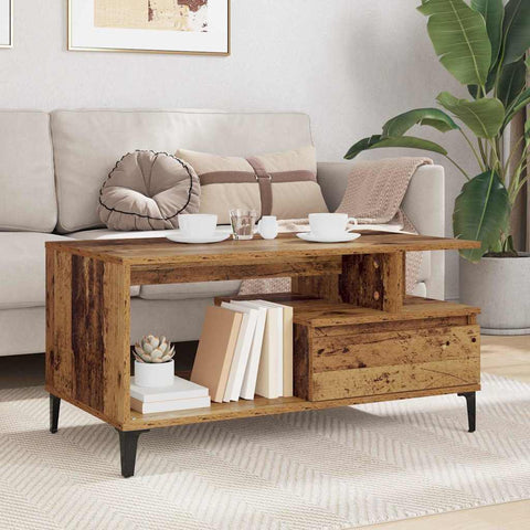 vidaXL Coffee Table Old wood 90 x 49 x 45 cm Engineered wood
