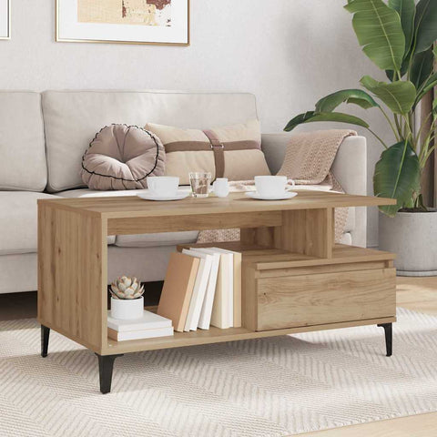 vidaXL Coffee Table Artisan oak 90 x 49 x 45 cm Engineered wood