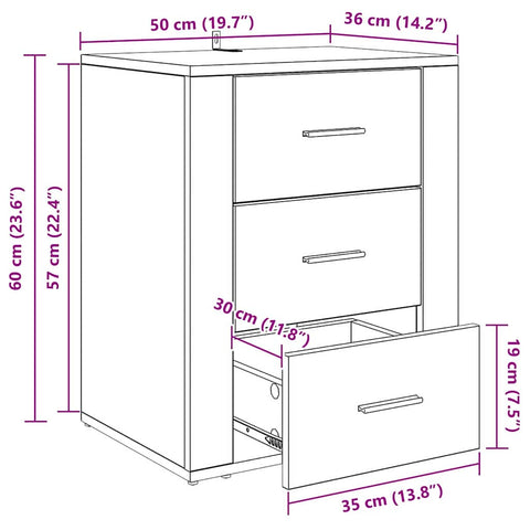vidaXL Bedside Cabinet Artisan oak 50 x 36 x 60 cm Engineered wood