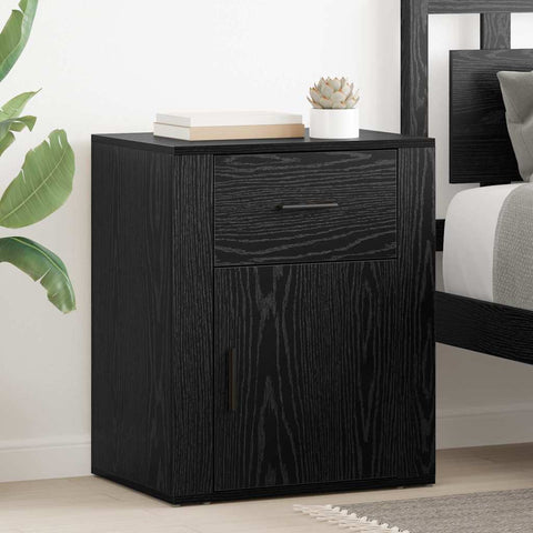 vidaXL Bedside Cabinet Black oak 50 x 36 x 60 cm Engineered wood