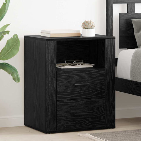 vidaXL Bedside Cabinet Black oak 50 x 36 x 60 cm Engineered wood