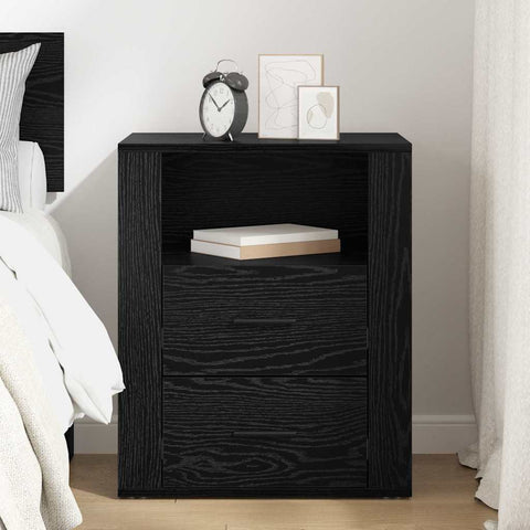 vidaXL Bedside Cabinet Black oak 50 x 36 x 60 cm Engineered wood