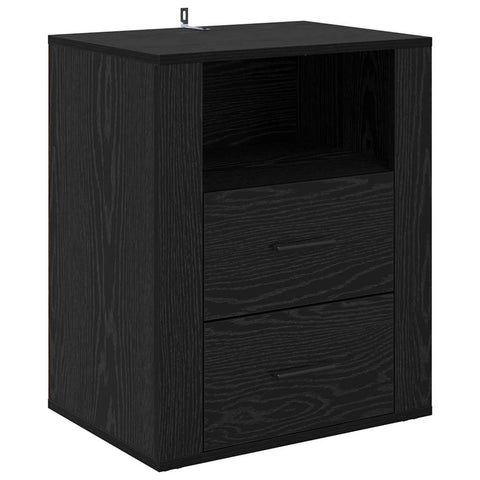 vidaXL Bedside Cabinet Black oak 50 x 36 x 60 cm Engineered wood