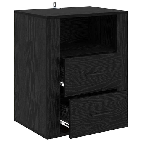 vidaXL Bedside Cabinet Black oak 50 x 36 x 60 cm Engineered wood
