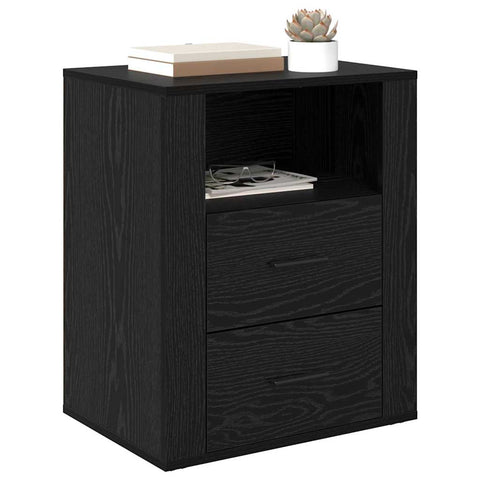 vidaXL Bedside Cabinet Black oak 50 x 36 x 60 cm Engineered wood