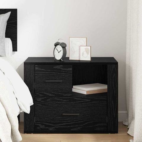 vidaXL Bedside Cabinet Black oak 60 x 36 x 45 cm Engineered wood