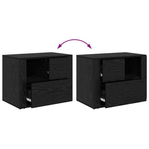 vidaXL Bedside Cabinet Black oak 60 x 36 x 45 cm Engineered wood