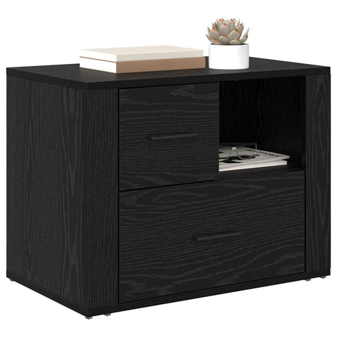 vidaXL Bedside Cabinet Black oak 60 x 36 x 45 cm Engineered wood