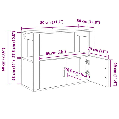 vidaXL Sideboard Old wood 80 x 30 x 60 cm Engineered wood
