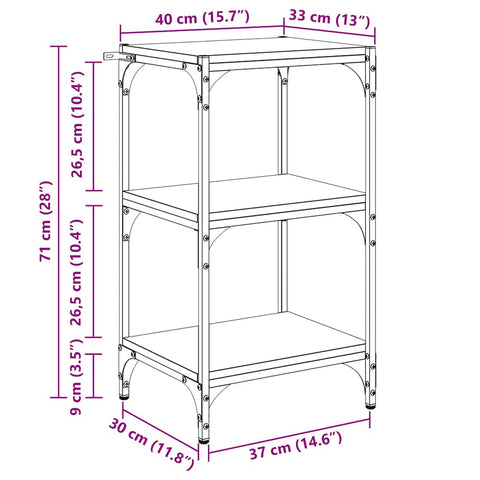 vidaXL Book Cabinet Black oak 40 x 33 x 71 cm Engineered wood