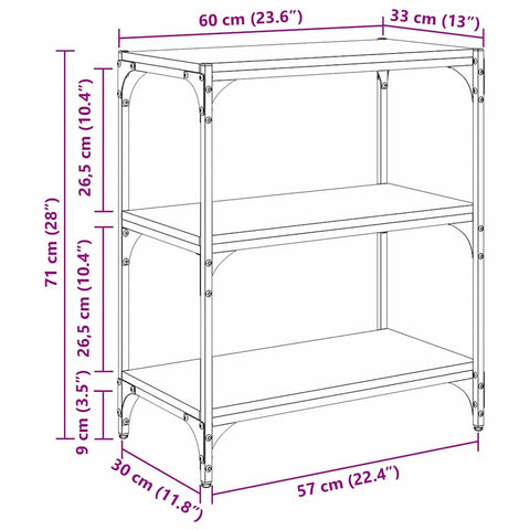 vidaXL Book Cabinet Black oak 60 x 33 x 71 cm Engineered wood