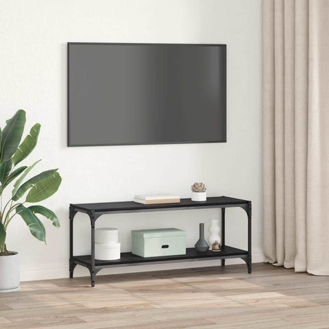 vidaXL TV Cabinet Black Oak 100 x 33 x 41 cm Engineered Wood and Iron