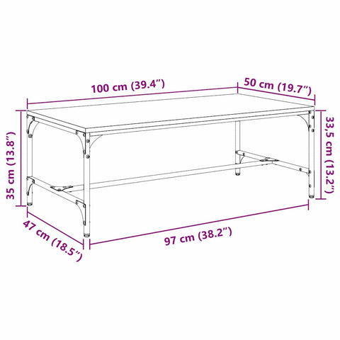 vidaXL Coffee Table Artisan Oak 100 x 50 x 35 cm Engineered Wood