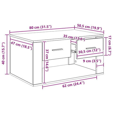 vidaXL Coffee Table Old Wood 80 x 50 x 40 cm Engineered Wood