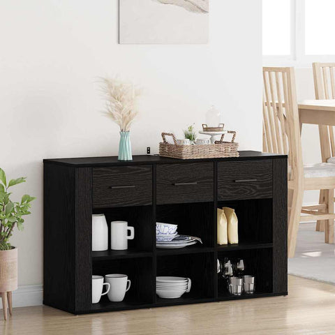 vidaXL Sideboard Black Oak 100 x 30 x 59.5 cm Engineered Wood