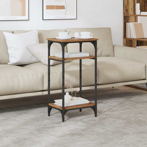 vidaXL Side Table with Shelf Old wood 40 x 30 x 75 cm Engineered wood