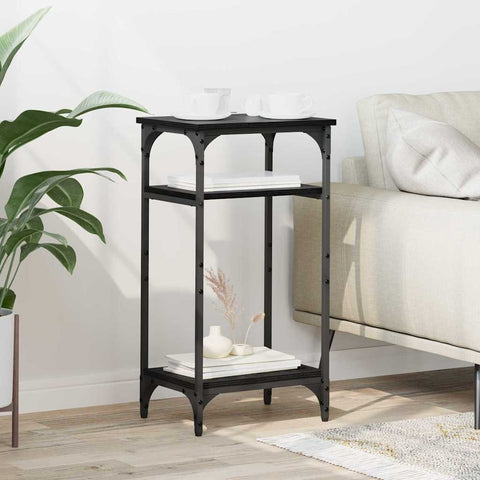 vidaXL Side Table with Shelf Black oak 40 x 30 x 75 cm Engineered wood