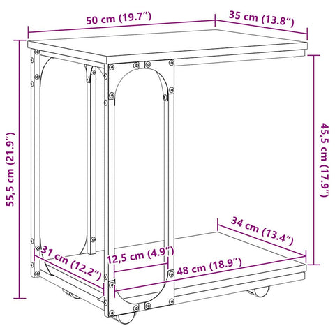 vidaXL Side Table Old Wood 50 x 35 x 55.5 cm Engineered Wood
