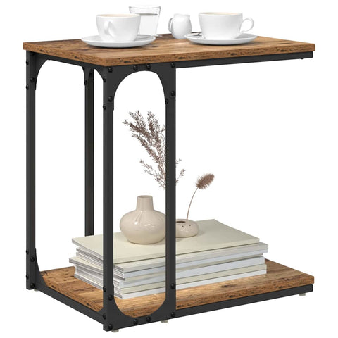 vidaXL Side Table with Shelf Old wood 50 x 35 x 52 cm Engineered wood