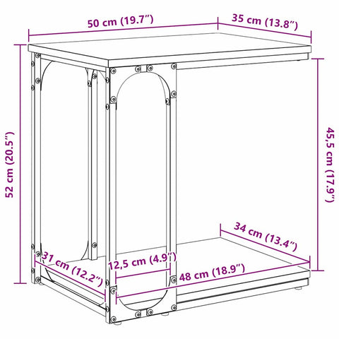 vidaXL Side Table with Shelf Old wood 50 x 35 x 52 cm Engineered wood
