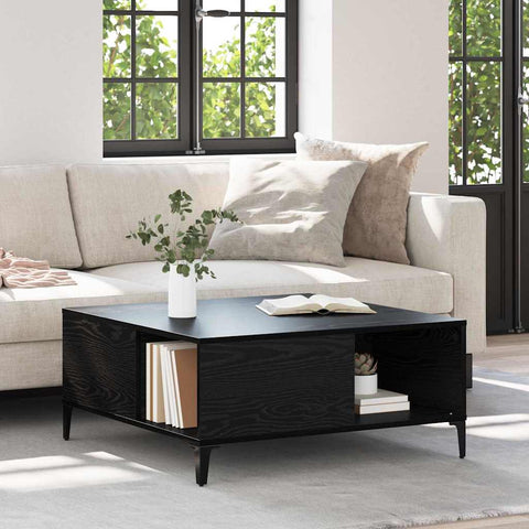 vidaXL Coffee Table Black Oak 80 x 80 x 36.5 cm Engineered Wood