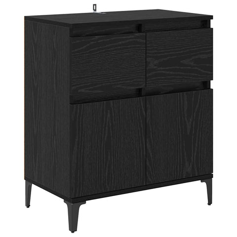 vidaXL Sideboard Black Oak 60 x 35 x 70 cm Engineered Wood and Iron