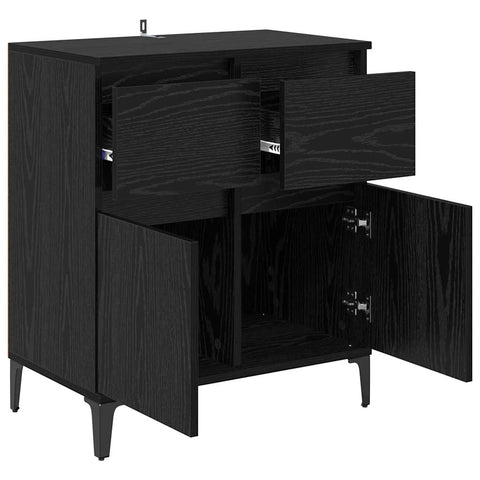 vidaXL Sideboard Black Oak 60 x 35 x 70 cm Engineered Wood and Iron