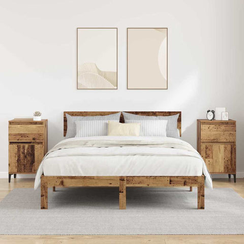 vidaXL Bedside Cabinet 2 pcs Old wood 40 x 35 x 70 cm Engineered wood