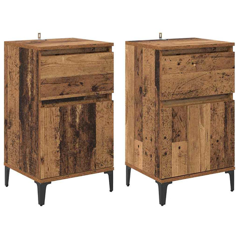 vidaXL Bedside Cabinet 2 pcs Old wood 40 x 35 x 70 cm Engineered wood