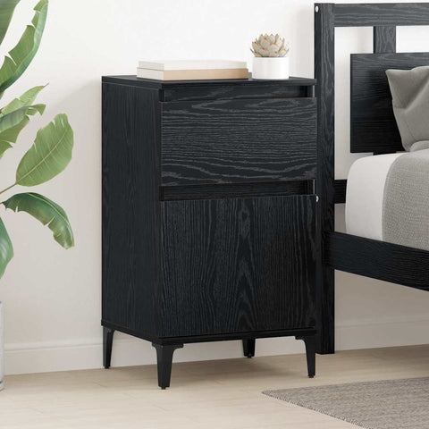 vidaXL Bedside Cabinet Black oak 40 x 35 x 70 cm Engineered wood