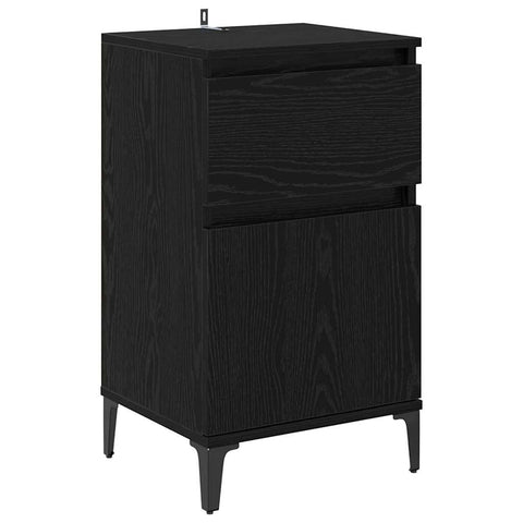vidaXL Bedside Cabinet Black oak 40 x 35 x 70 cm Engineered wood