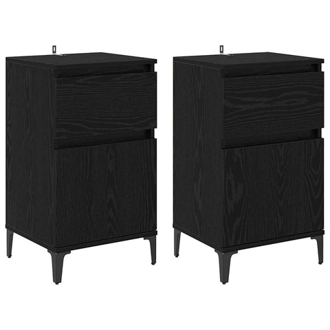 vidaXL Bedside Cabinet 2 pcs Black oak 40 x 35 x 70 cm Engineered wood