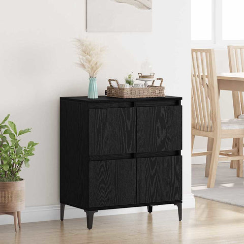 vidaXL Sideboard Black Oak 60 x 35 x 70 cm Engineered Wood and Iron