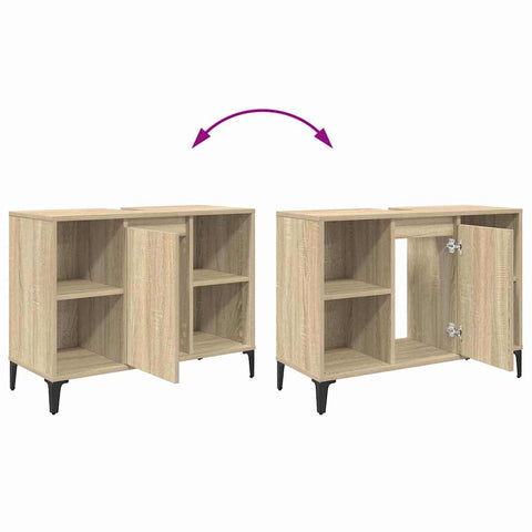 vidaXL Sink cabinet with Shelf with Storage Sonoma Oak 80 x 33 x 60 cm