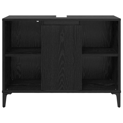 vidaXL Sink cabinet Black Oak 80 x 33 x 60 cm Engineered Wood and Iron