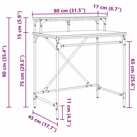 vidaXL Desk Old Wood 80 x 50 x 90 cm Engineered Wood