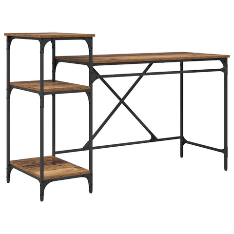 vidaXL Desk Old Wood 135 x 50 x 90 cm Engineered Wood