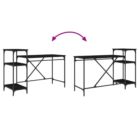 vidaXL Desk Black Oak 135 x 50 x 90 cm Engineered Wood