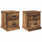 vidaXL Bedside Cabinet with Drawer 2 pcs Old wood 39 x 39 x 47.5 cm
