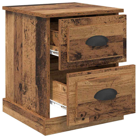vidaXL Bedside Cabinet with Drawer 2 pcs Old wood 39 x 39 x 47.5 cm