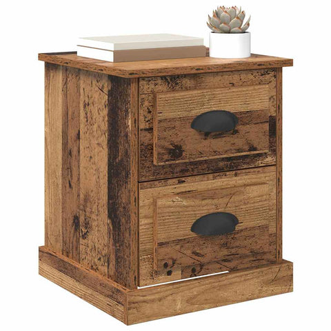 vidaXL Bedside Cabinet with Drawer 2 pcs Old wood 39 x 39 x 47.5 cm