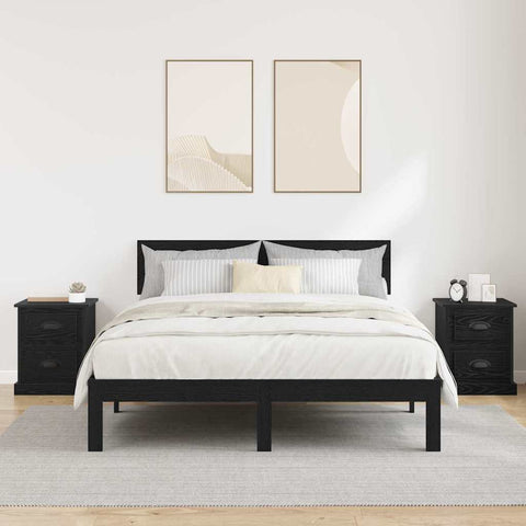 vidaXL Bedside Cabinet with Drawer 2 pcs Black oak 39 x 39 x 47.5 cm