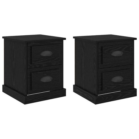 vidaXL Bedside Cabinet with Drawer 2 pcs Black oak 39 x 39 x 47.5 cm