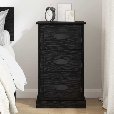 vidaXL Bedside Cabinet Black Oak 39 x 39 x 67.5 cm Engineered Wood