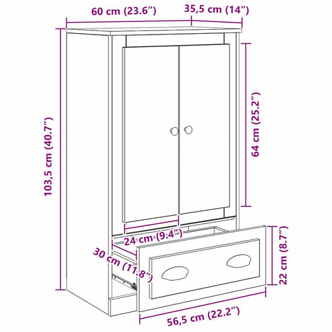 vidaXL Highboard Artisan Oak 60 x 35.5 x 103.5 cm Engineered Wood