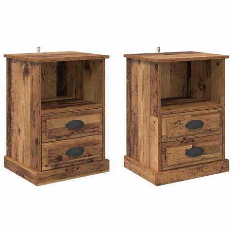 vidaXL Bedside Cabinet 2 pcs Old wood 43 x 36 x 60 cm Engineered wood